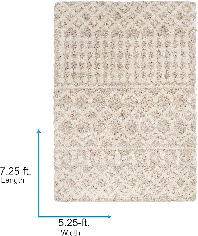 Livabliss Hapsburg Moroccan Shag Area Rug, 5'3" x 7'3", Beige