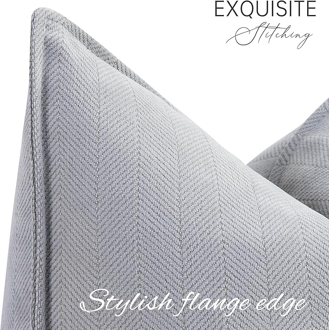 ZWJD Light Gray Pillow Covers 12x20 Set of 2 Chenille Throw Pillow Covers with Elegant Design Soft and Luxurious Decorative Throw Pillows for Couch, Bed, and Home Decor