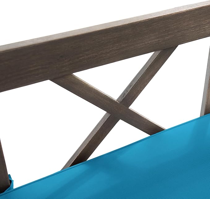 Christopher Knight Home Gary Patio Convertible Couch, Wooden Outdoor Daybed, 3-Seater Acacia Wood Patio Furniture Lounge Sofa for Backyard/Poolside/Garden, Back Pillow+Removable Cushion, Grey+Teal