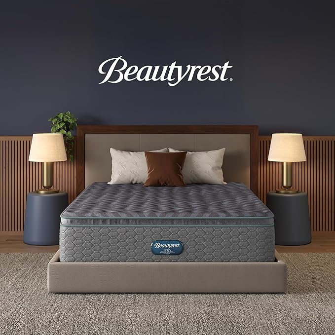 Beautyrest Days End Plush Pillow Top 14.75" Mattress - Queen - Cooling Tech, Supportive Durable Pocketed Coils, Pressure Relief, Motion Separation; 100 Night Sleep Trial and 10 Year Warranty