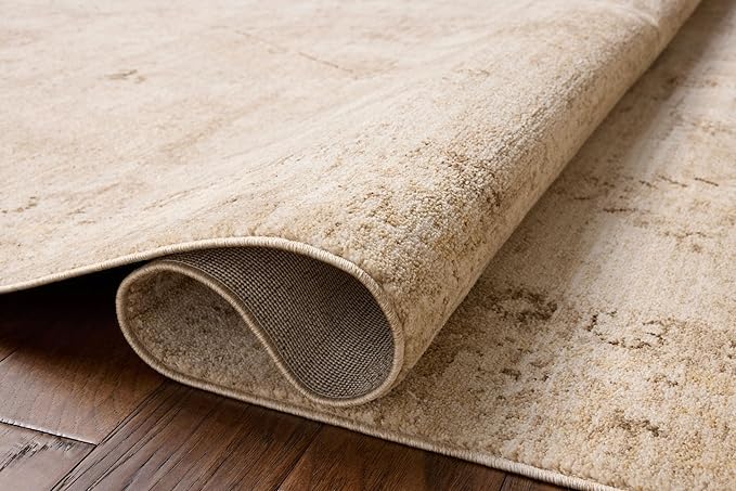 Loloi Chris Loves Julia Palma Collection PLM-06 Natural/Smoke 9'-6" x 13'-1" Fringe Area Rug Vintage Style Boho Living Room Bedroom Carpet
