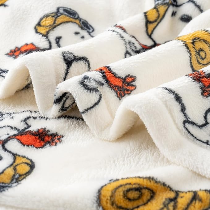 Berkshire Blanket Peanuts® VelvetLoft® Cute Character Snoopy Plush Throw Blanket,The Flying Ace,Throw 55 in x 70 in (Official Peanuts® Product)
