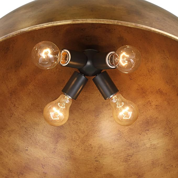 Possini Euro Design Julian 24" Rustic Industrial Pendant Ceiling Light Fixture Dining Room Over Table Kitchen Island Foyer Dome Hanging 4-Light Brown Bronze Finish Hallway Entryway Living Room