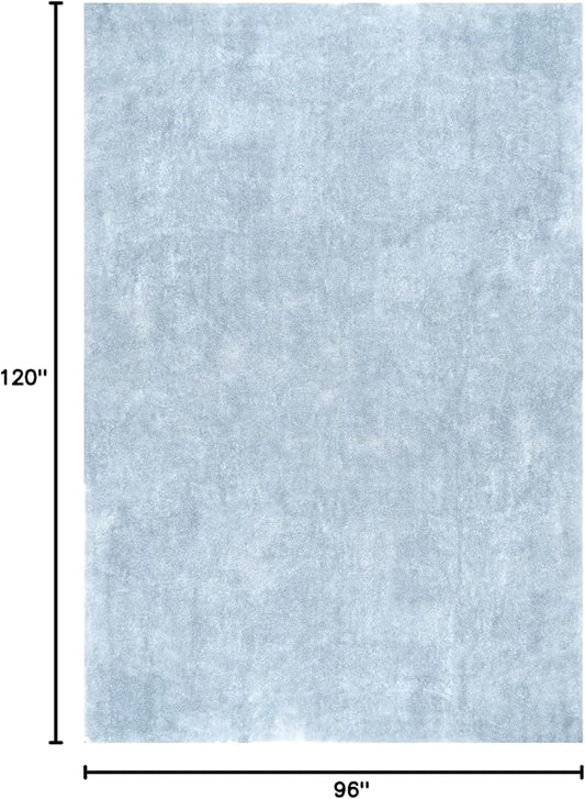 nuLOOM 8' x 10' Cozy Plush SuperiorWash Area Rug, Machine Washable, Non-Slip, Soft Fluffy Shag Carpet for Living Room Bedroom Kids Room Nursery Home Decor, Loni Light Blue