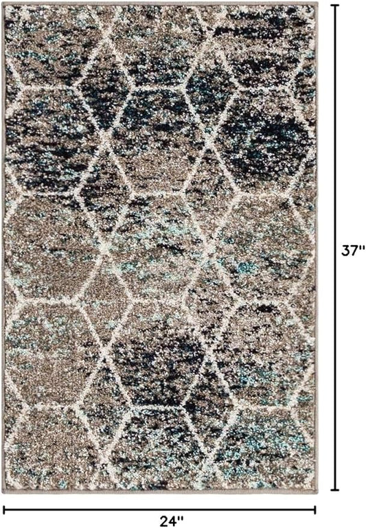 Unique Loom Trellis Frieze Collection Area Rug - Geometric (2' x 3', Blue Multi/ Ivory)