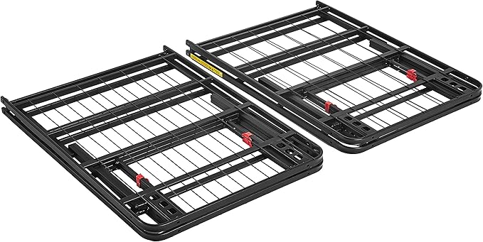 Amazon Basics Bed Frame with Storage, Foldable Metal Platform, Sturdy Steel, No Box Spring Needed, 18 Inches High, Tool-Free Setup, Queen Size, Black
