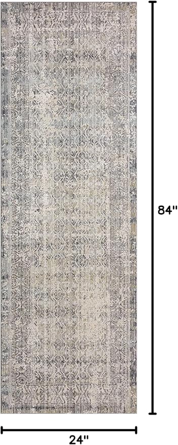 Loloi Amber Lewis Alie Collection ALE-04 Sky/Stone 2'-7'' x 7'-9'', .13'' Pile Height, Runner Rug