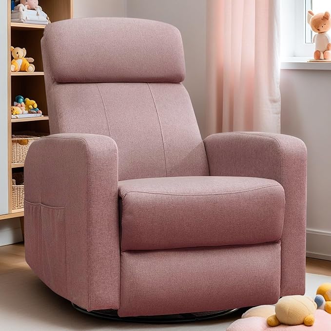 Power Swivel Recliner Chairs for Adults, Electric Glider Rocking Chair Nursery, Glider Recliner Nursery Chair with Classified Side Pocket, Nursery Rocking Chairs with USB and Type-C Ports
