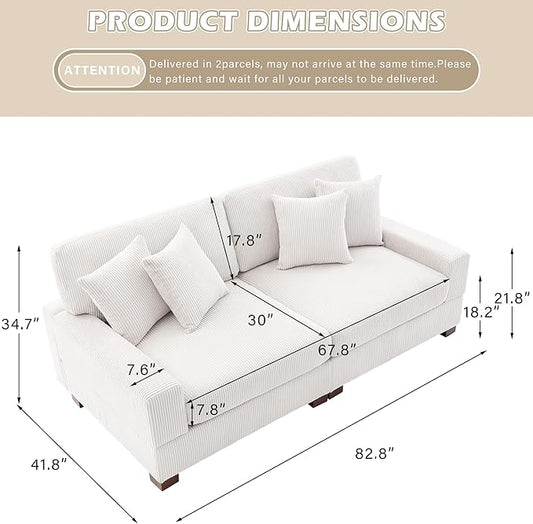 Modular Sectional Couches for Living Room, 82.6" Modern Loveseat 2-Seater Sofa Couch, Upholstered Couches for Living Room Bedroom, Beige