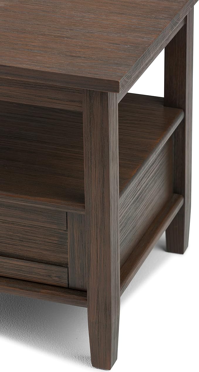 SIMPLIHOME Warm Shaker SOLID WOOD 20 inch Wide Rectangle Transitional End Side Table in Farmhouse Brown for the Living Room and Bedroom