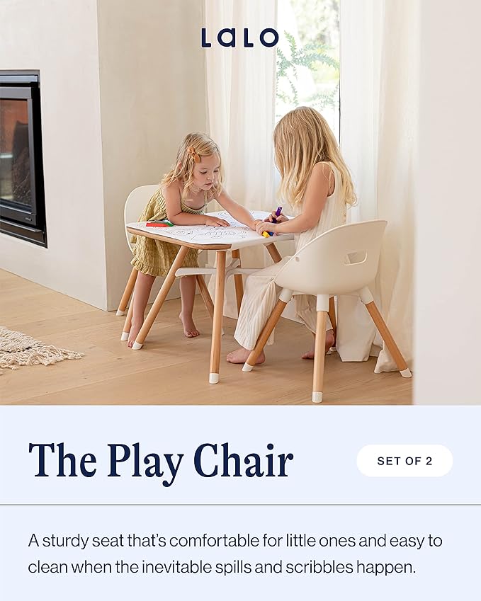 Lalo The Play Chair - Wooden & Non-Toxic Plastic Kids & Toddler Chair - Sturdy Bucket Seat, Easy to Clean, Up to 200 lb. Weight Capacity, Set of 2 - Grapefruit