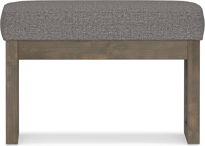 SIMPLIHOME Milltown 27 inch Wide Contemporary Rectangle Footstool Ottoman Bench in Pebble Grey Tweed Look Fabric, Assembled, for the Living Room and Bedroom