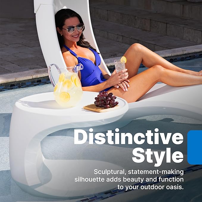 Step2 Mondello In-Pool Side Table, Outdoor/Indoor Waterproof Pool & Patio Furniture, Made of Durable Plastic, White