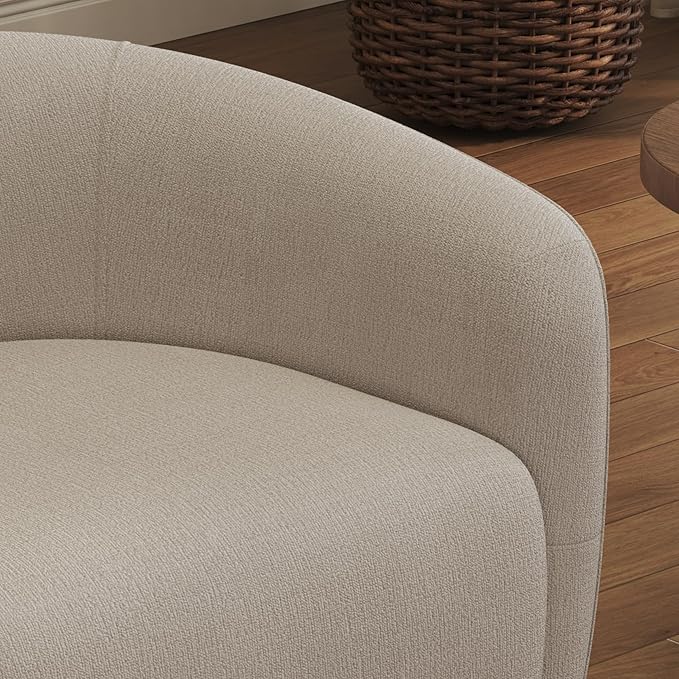 Leyu&Hafort Swivel Accent Chair, Upholstered Reading Armchair, Modern Living Room Chair, Club Living Room Chair for Bedroom, Office, Study, Apartment (Oatmeal)