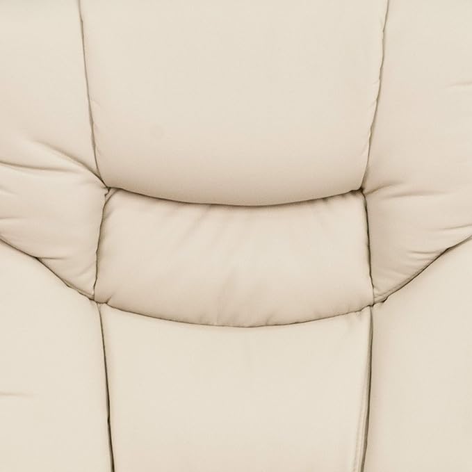 Flash Furniture Allie LeatherSoft Upholstered Recliner with Ottoman Footrest, Padded Swiveling Recliner Chair and Ottoman Set, Beige