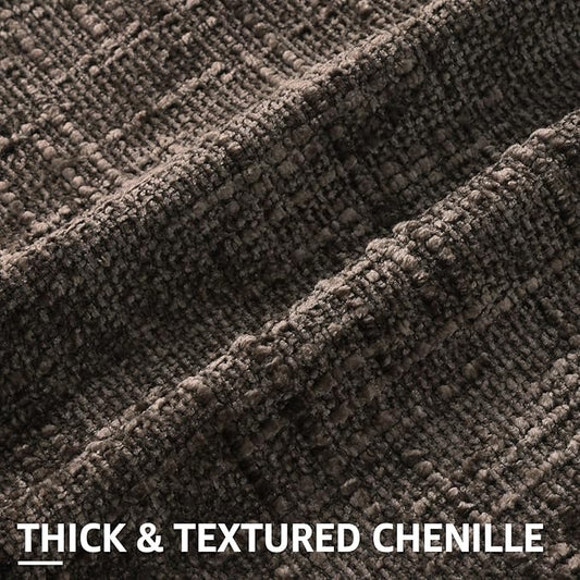 decorUhome Dark Brown Chenille Throw Pillow Covers 18x18 Set of 2 Thick Textured Slubby Couch Pillow Covers Farmhouse Accent Modern Neutral Decorative Pillow Cases for Bed Sofa Living Room