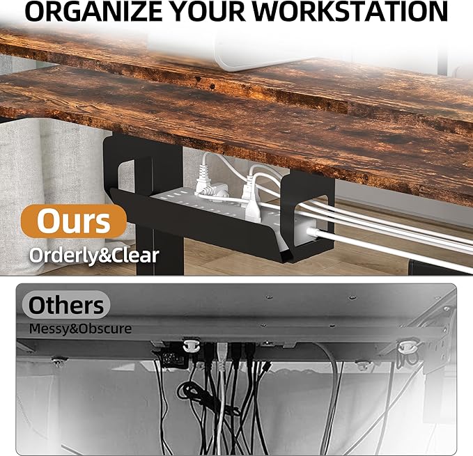 59 Inch L Shaped Standing Desk with Shelves and Keyboard, Electric Corner Standing Desk Adjustable Height, Sit Stand Computer Table with Reversiable Splice Board,Rustic Brown