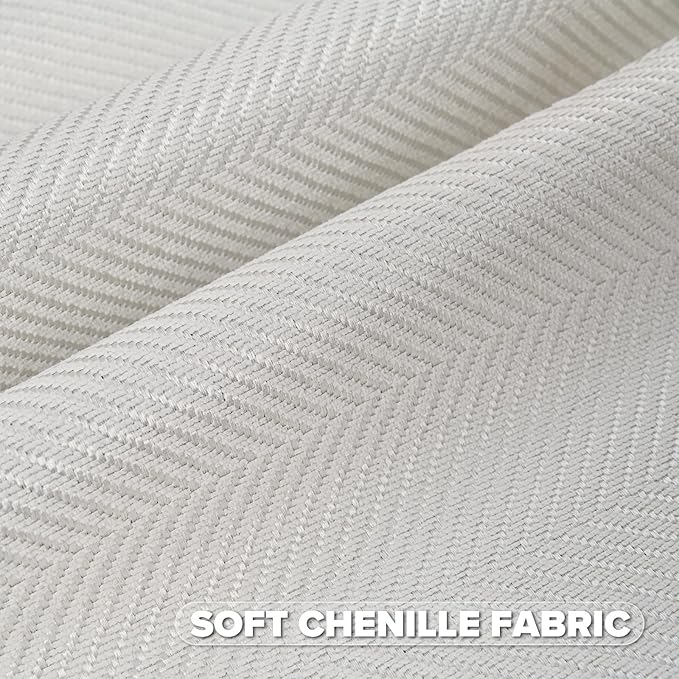FUTEI Cream White Chenille Throw Pillow Covers 16x16 Inch Set of 2,Soft Wide Chevron Textured Cushion Case,Farmhouse Home Decor for Couch Bed Living Room