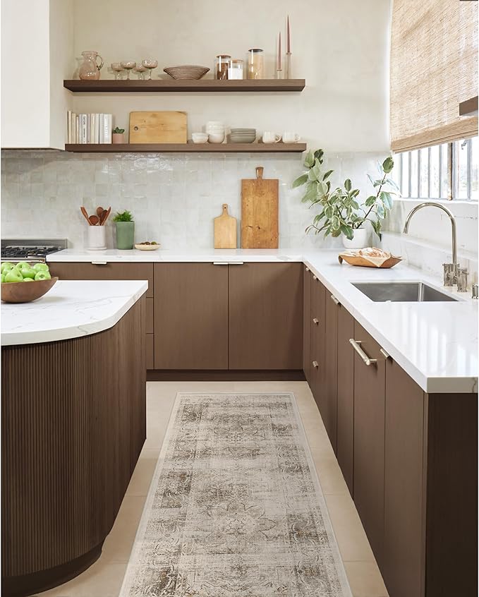 RUGGABLE Washable Vintage Area Rug – Sarrah Hazel 3x5, Stain-Resistant, Non-Slip – Small Machine Washable Rugs for Living Room, Bedroom, Hallway, Entryway & Office–with Standard Pad