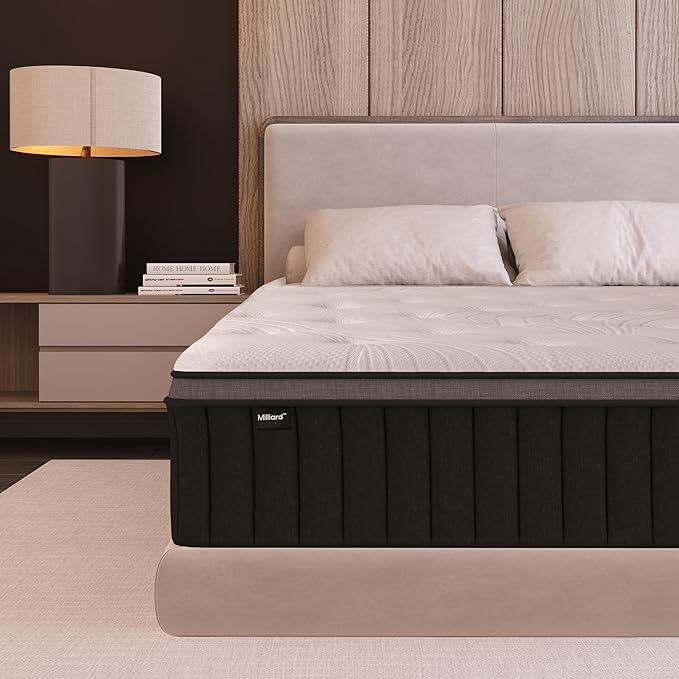 Milliard Queen Mattress, 14 Inch Hybrid Mattress in a Box with Premium Memory Foam and Quilted Pillow Top - Medium Firm, Cool Night Sleep and Full Body Support & Pressure Relief, CertiPUR-US Certified