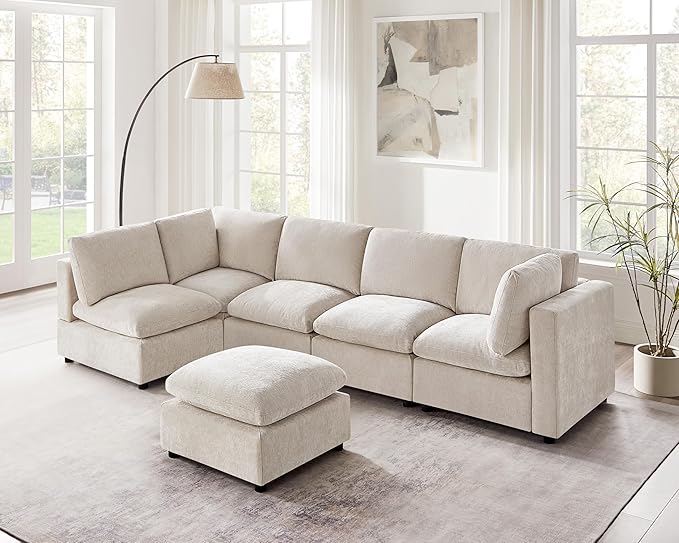 VANOMi Modular Sectional Sofa, Convertible Sofa Couch Modular Sofa with Ottoman, Sectional Sofas for Living Room Small Apartments