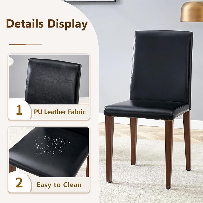 Dining Table Set for 6,Dinner Table Set for 6,71'' Kitchen Table and PU Leather Chairs Set of 6,6 Chair Dining Table Set for Kitchen Dining Room
