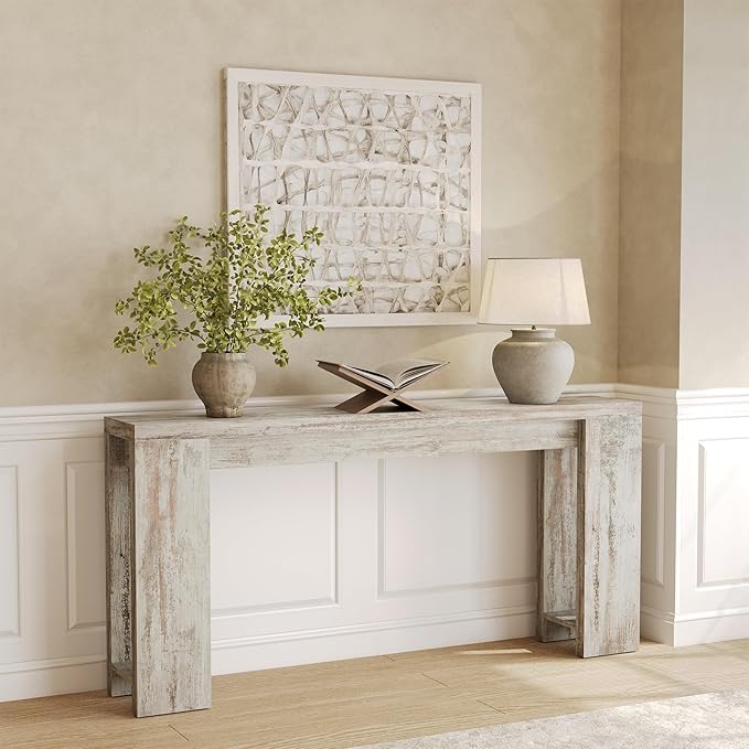 LITTLE TREE 70.9-Inch Entryway Table, Long Narrow Farmhouse Sofa Console Table for Living Room, Hallway