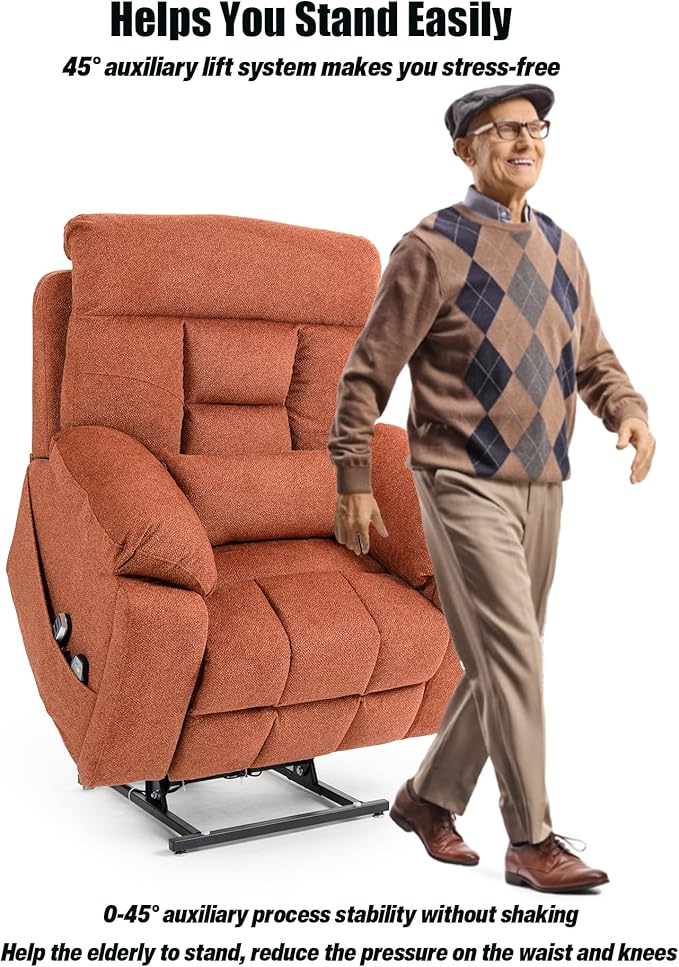 Oversized Lazy Boy Recliner Chair, 4 Motor Recliner with Power Headrest and Lumbar, Nursing Lift Chair with Vibrating Massage and Heated Seat