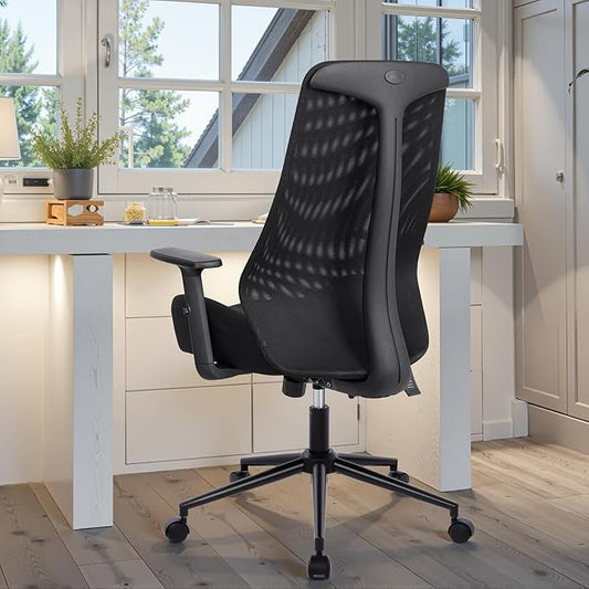 HYLONE Ergonomic Office Chair, Tall Back Chair 5" Thickened Seat Desk Chair with Adjustable Armrests, Home Office Computer Chairs for Long Hours Mesh Executive Chair(Black)