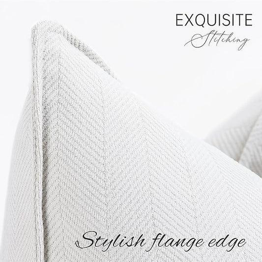 ZWJD Cream Pillow Covers 26x26 Set of 2 Chenille Throw Pillow Covers with Elegant Design Soft and Luxurious Decorative Throw Pillows for Couch, Bed, and Home Decor