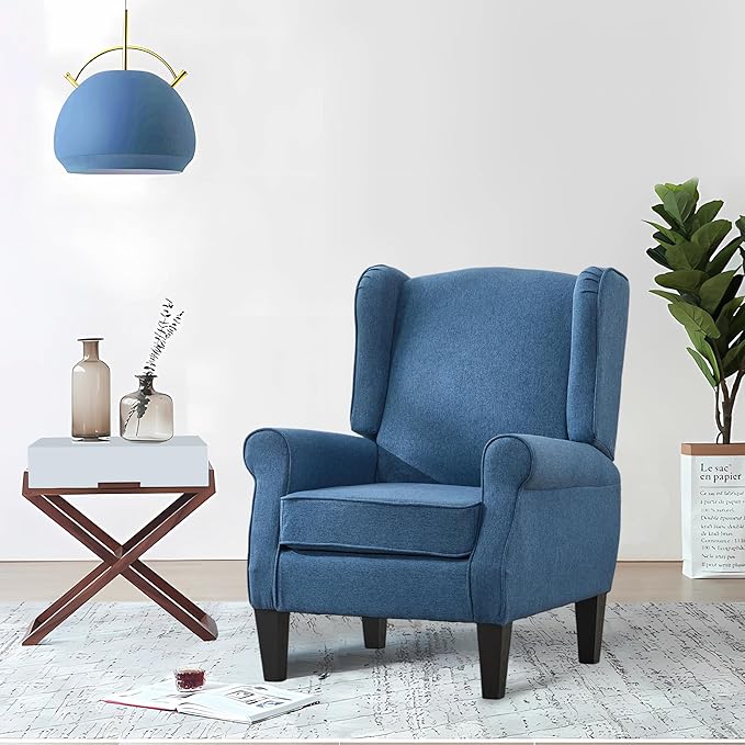 Accent Chair Set of 4, Modern Living Room Chairs with Wingback, Comfy Upholstered High Back Single Sofa for Bedroom, Mid-Century Reading Armchair Sillas para Sala
