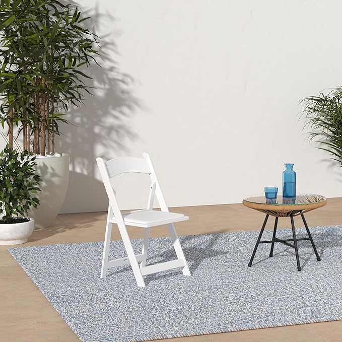 Simplex Furniture Modern White Resin Foldable Chair - 24 Pack, Stackable, Lightweight, Indoor/Outdoor, Rental Grade - Folding Chairs with Padded Seats