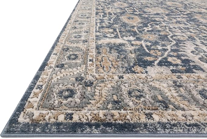Loloi Teagan Collection TEA-03 Denim/Pebble 7'-11" x 10'-6" Area Rug, Large, Soft Neutral Rug, High-Traffic for Living Room, Bedroom, Home Office, Dining Area