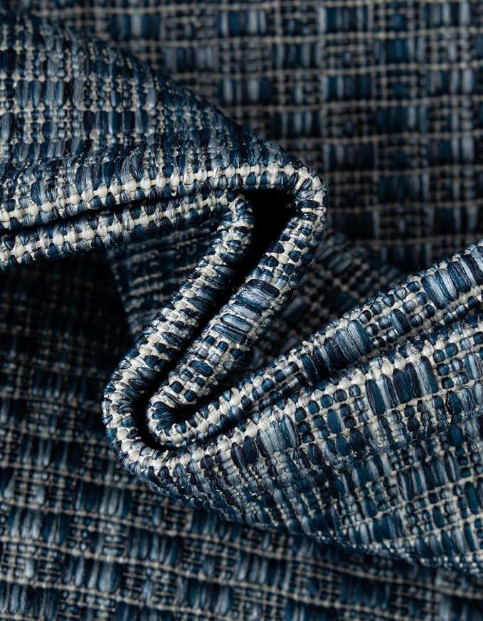 Unique Loom Outdoor Border Collection Area Rug - Soft Border (2' 7" x 4' 1" Hearth Blue/Ivory) (Pack of 2)