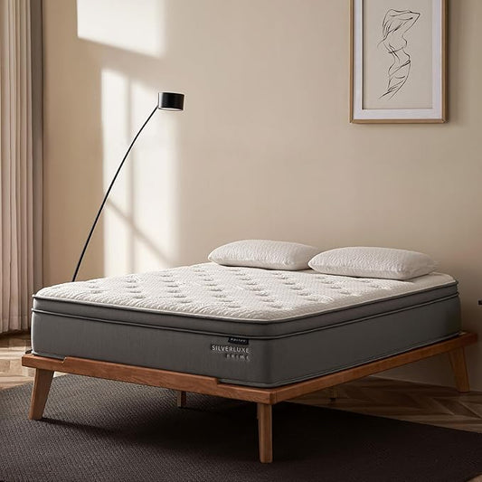 EPITEX Silverluxe Prime Twin Size Mattress, 12 Inch Gel Memory Foam Twin Mattress in a Box, Individual Pocket Spring for Low Motion Transfer, Medium Firm Mattress, Gray