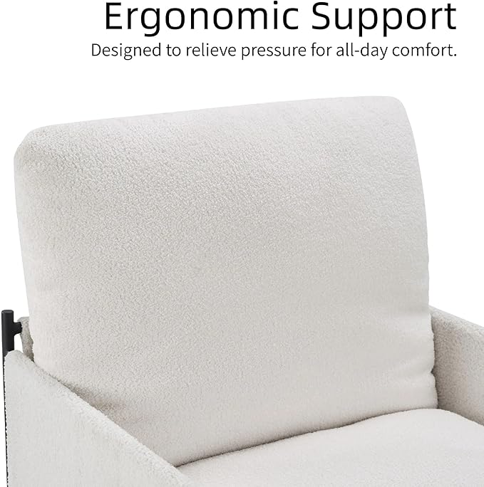 FLEXISPOT Accent Chair for Living Room,Arm Chair for Bedroom,with Wide Large Plus Size Cushion,Metal Frame,Reading Bedroom Chair Armchair for Home/Office/Cafe/Apartment/Waiting Room,White