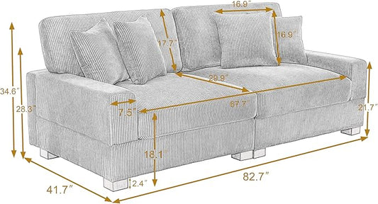 Modular Sectional Couches for Living Room, 82.6" Modern Loveseat 2-Seater Sofa Couch, Upholstered Couches for Living Room Bedroom, Orange