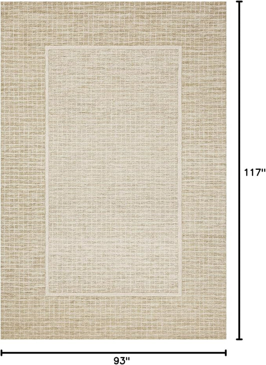 Loloi Chris Loves Julia Briggs Collection, Wheat & Ivory, 7'-9" x 9'-9" Area Rug – Minimal Gritted Design Area Rugs for Living Room Bedroom Entryway & Hallway No Shed High Traffic Home Decor Rug