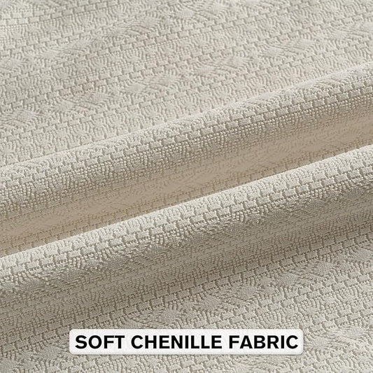 FUTEI Cream Chenille Throw Pillow Covers 12x20 Inch Set of 2,Soft Striped & Diamond Textured Lumbar Pillow Cases,Modern Home Decor for Couch Living Room