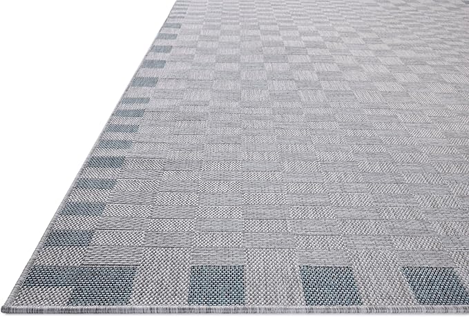 Loloi Amber Lewis Topanga Collection TOP-07 Silver/Blue 9'-2" x 12'-0" Indoor/Outdoor Area Rug