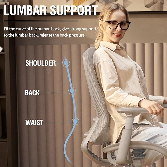 ELABEST T96 Mesh Office Chair,Ergonomic Computer Desk Chair,Sturdy Task Chair- Adjustable Lumbar Support & Armrests,Tilt Function,Comfort Wide Seat,Swivel Home Office Chair