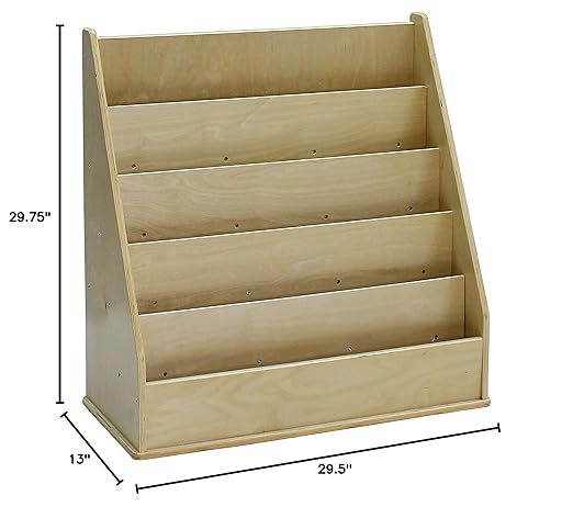 Factory Direct Partners 13132-NT Birch Book Display Stand, 5-Shelf Storage for Kid"s Books and Magazines for Bedroom, Playroom, Daycare, Preschool or Classroom - Natural