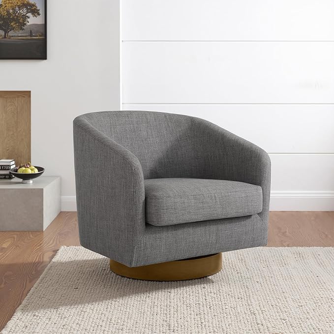 Lumibee Swivel Accent Chair, Chenille Fabric Swivel Barrel Chair for Living Room, Modern Comfy Upholstered Round Armchair Single Sofa Chair for Bedroom, Club-Grey