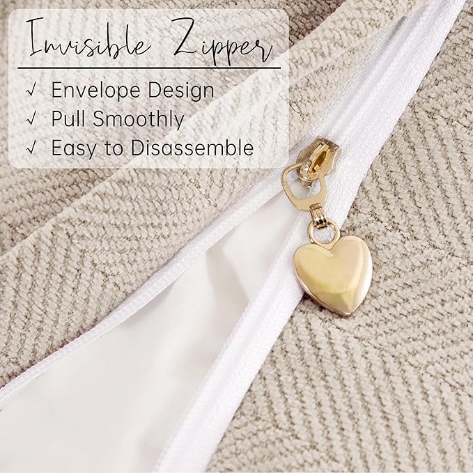 ZWJD Beige Pillow Covers 26x26 Set of 2 Chenille Throw Pillow Covers with Elegant Design Soft and Luxurious Decorative Throw Pillows for Couch, Bed, and Home Decor