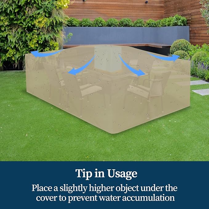 Easy-Going Square Patio Furniture Cover Waterproof Outdoor Dining Table and Chair Cover Anti-UV Outside Sectional Sofa Set Covers (126"L x 126"W x 32"H, Camel)