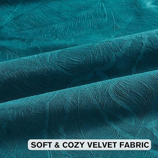 FUTEI Teal Velvet Throw Pillow Covers 22x22 Inch Set of 2,Soft Embossed Leaf-Relief Textured Cushion Cases,Natural Home Decor for Couch Living Room