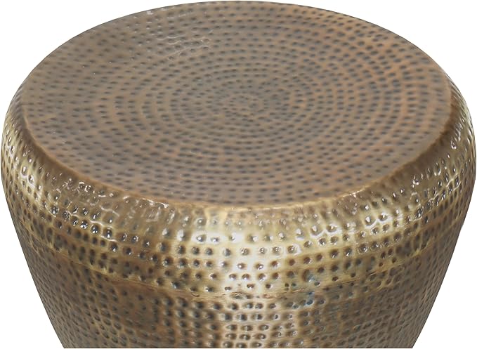 SIMPLIHOME Preston Modern Industrial 22 inch Wide Metal Metal Side Table in Antique Gold, Fully Assembled for the Living Room and Bedroom