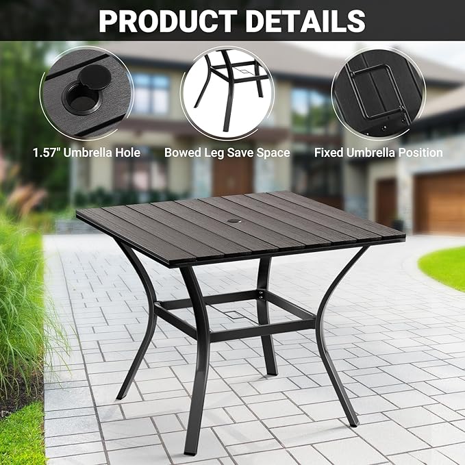 LEVELEVE 5 Piece Outdoor Patio Dining Set with 4 Swivel Dining Chairs & 1 Large Round Dining Table,Bistro Furniture Set for Lawn, Garden, Deck, Backyard and Porch