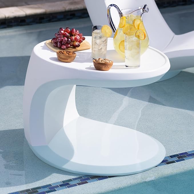 Step2 Mondello In-Pool Side Table, Outdoor/Indoor Waterproof Pool & Patio Furniture, Made of Durable Plastic, White