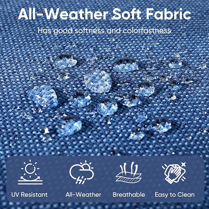 Patio Chair Cushions 5 Packs - Outside 22x24 High Back Water-Resistant Cushion with Zipper Cover for Outdoor Glider Rocking Chairs Loveseat 3-seat Couch Sofa – Blue/Buckle